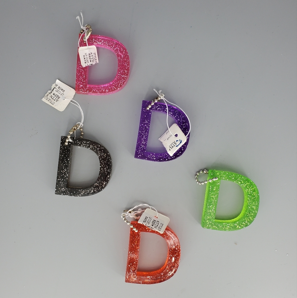 Letter D Plastic Glitter Keychain